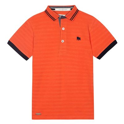 Boys' orange textured striped polo shirt